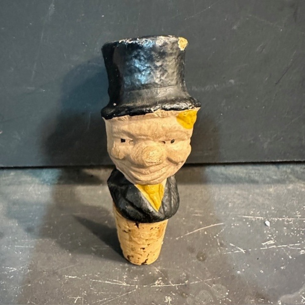 Vintage 1950s Novelty‎ Cork Stopper Man Top Hat Gentleman
